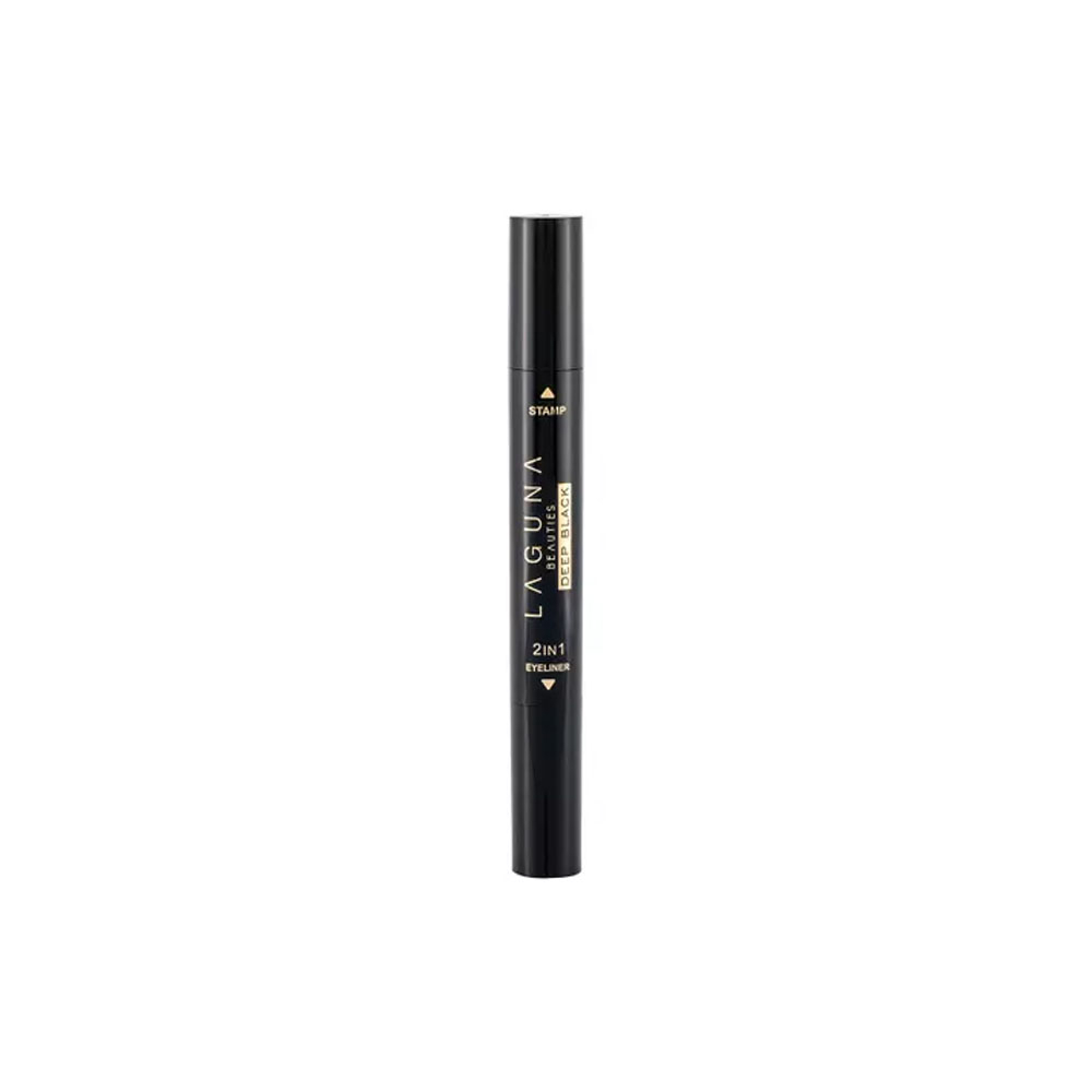 خط چشم دو طرفه استمپ دار لاگونا 3.5 میل                                                                                                   laguna beauties deep black 2-in-1 eyeliner stamp